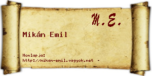 Mikán Emil névjegykártya